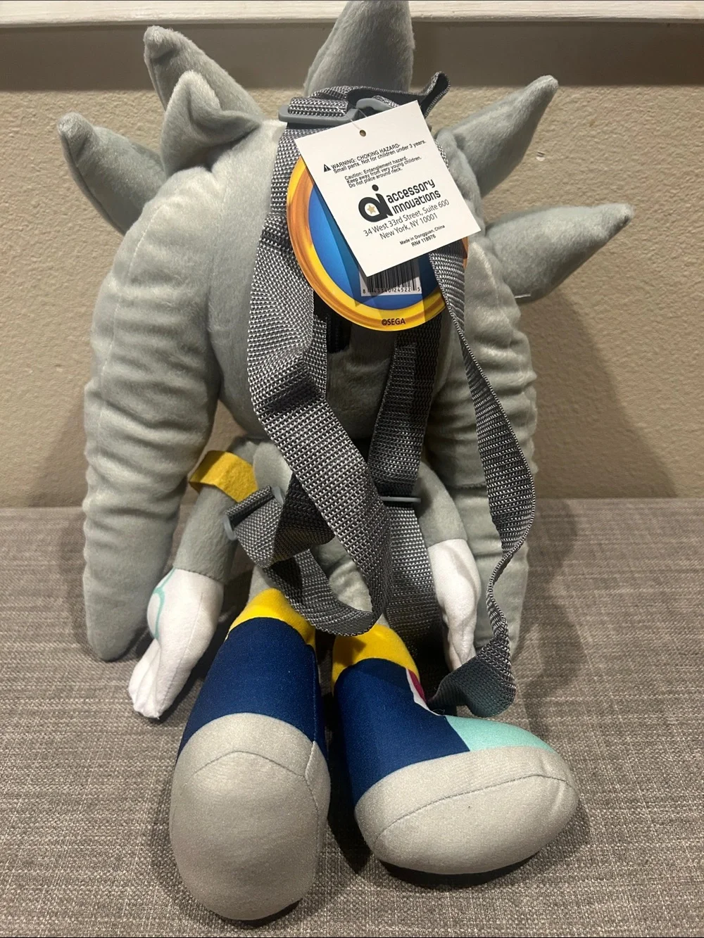 Sonic the Hedgehog Plush Backpack Silver